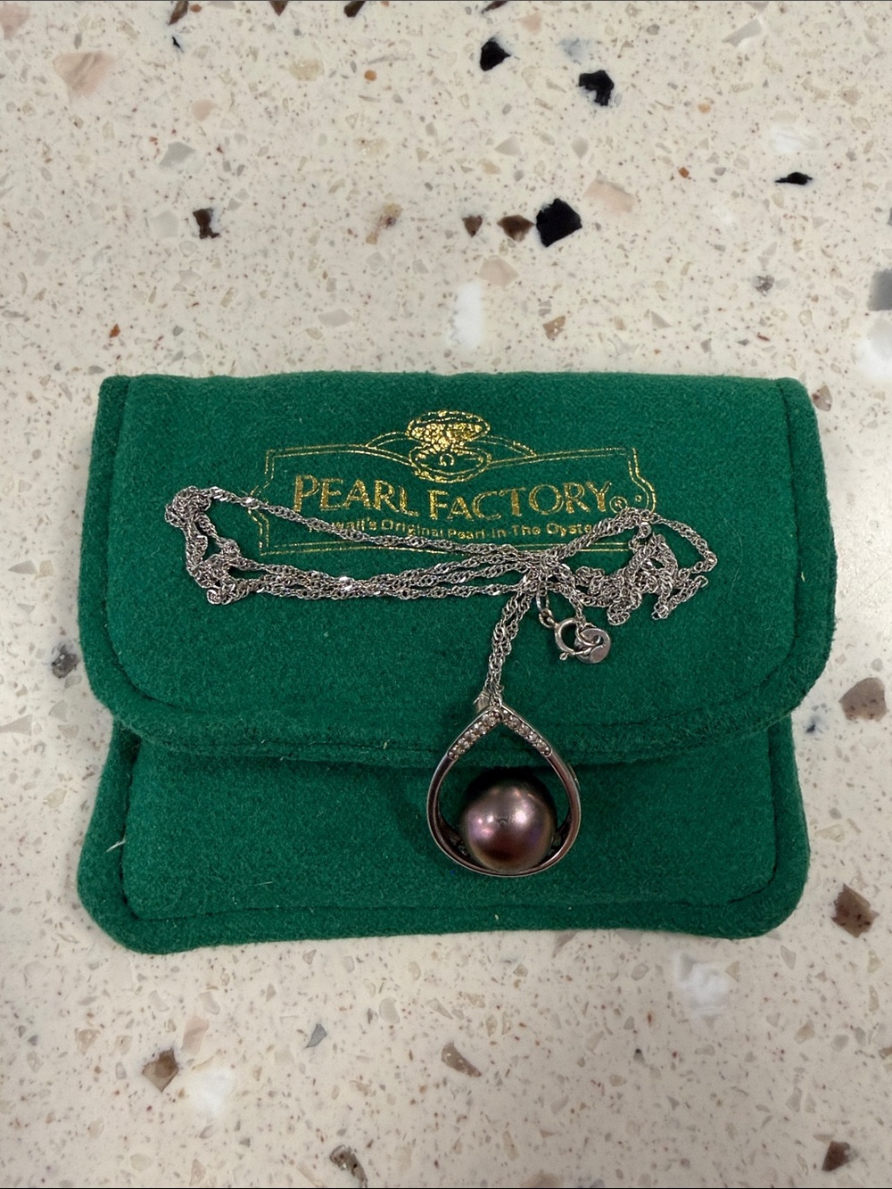 Authentic Tahitian Pearl Necklace in White Gold Setting